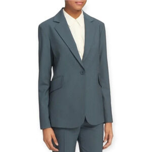 Theory Brixmill Betoken Virgin Wool Single Breasted Blazer Suit Jacket Blue 0